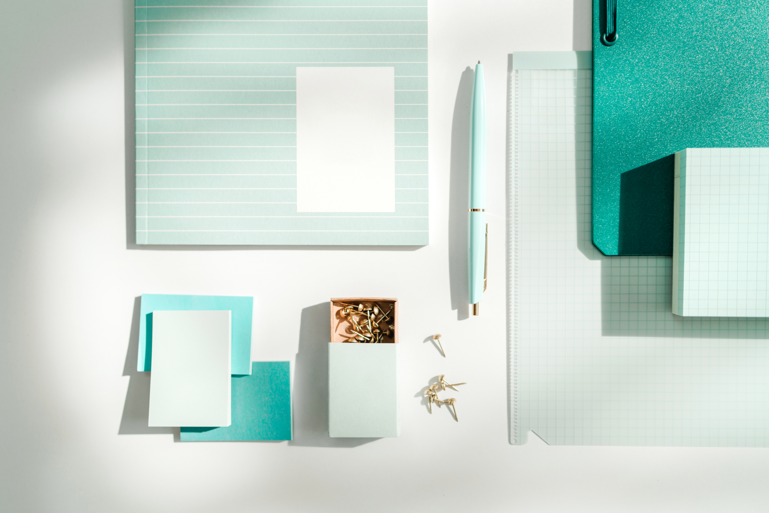 teal desk supplies